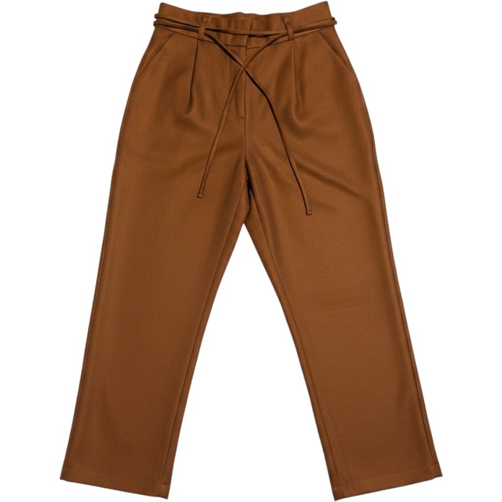 VETTA Capsule Wardrobe Brown High Waisted Paperbag Tie Pants Women's Size 8